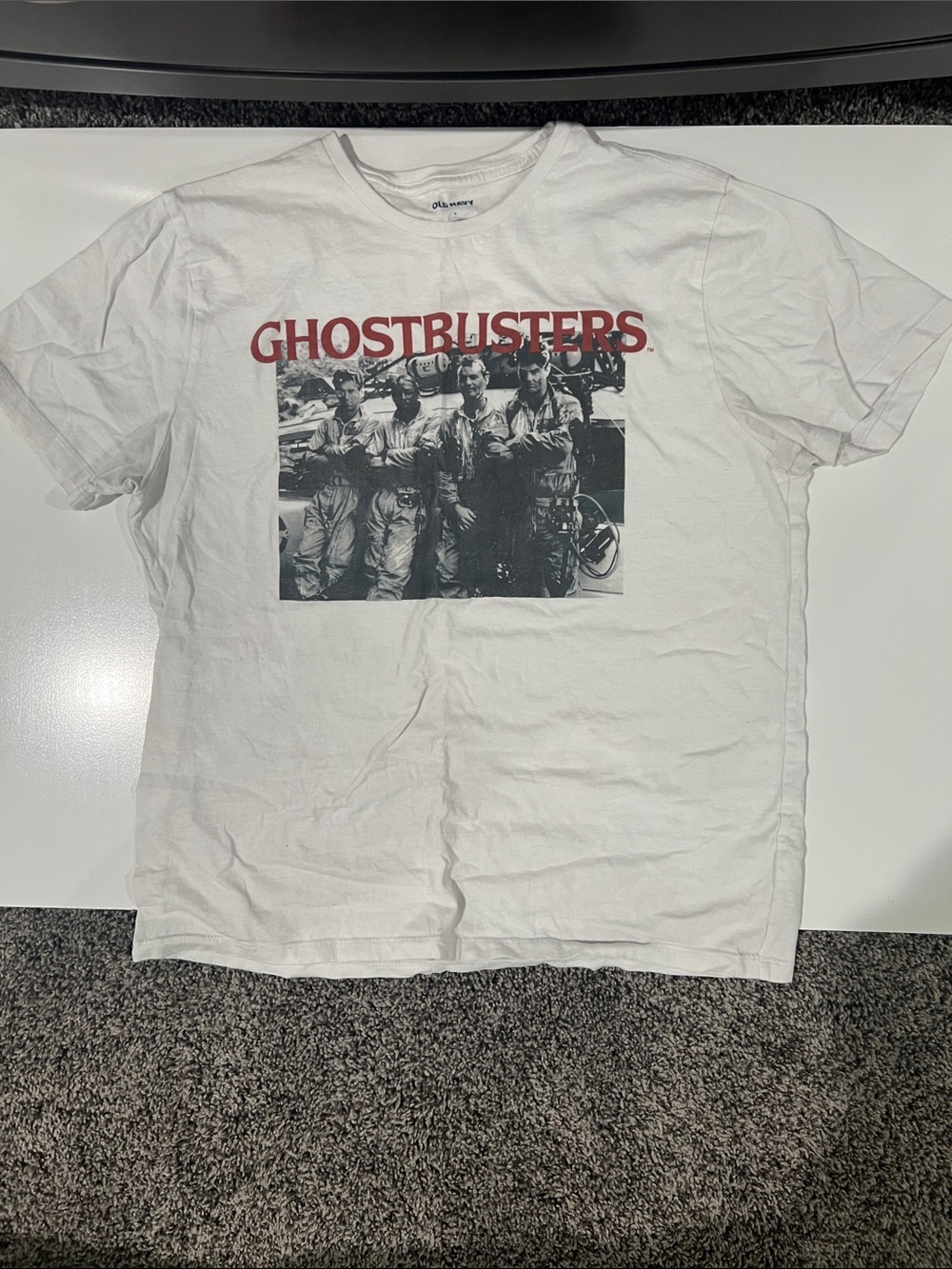 Old Navy White Ghostbusters Graphic Tee with Red Logo